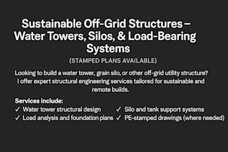 sustainable off grid structures water towers, silos load bearing systems stamped