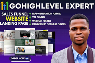 build gohighlevel sales funnel, ghl landing page, go high level website expert