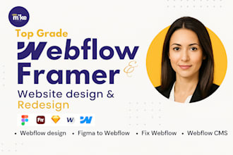 design or develop webflow website design, figma to  webflow framer website fix
