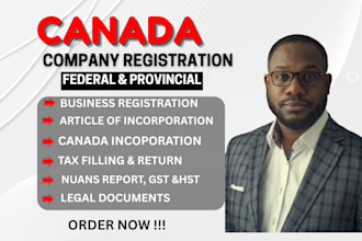 handle canada company registration, federal and provincial incorporation