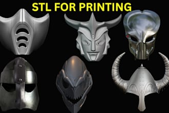 create 3d cosplay amor, helmet, mask, props and stl model for printing