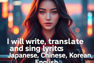 write, translate lyrics into japanese, chinese, korean, english, indian