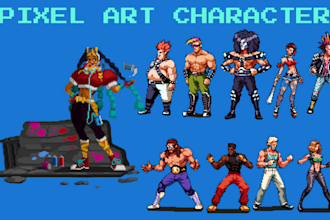 create custom pixel art character in retro style, sprite sheet for your rpg game