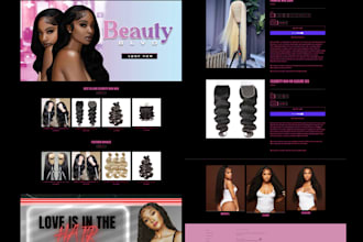 design beauty website, hair shopify store, hair extension shopify website