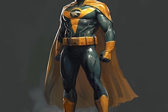create concept art superhero character for comics cartoon