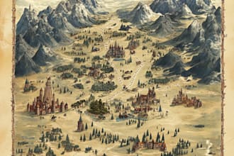 make fantasy map illustration for dnd, novels and games