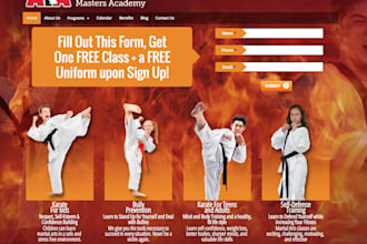 design a martial arts website, gym, taewondo, karate website