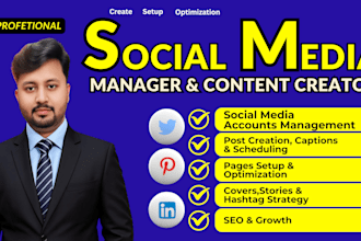 social media manager of twitter, linkedin, and pinterest, help organic growth