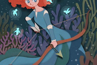 create unique paper art inspired digital illustrations