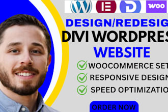 design or redesign responsive wordpress website using divi theme