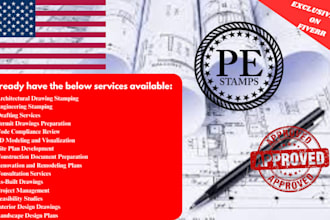 draw, stamp architectural engineering drawings for permit approval across the us