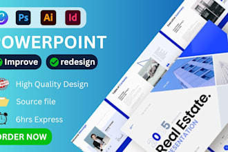 redesign business powerpoint real estate investor pitch deck presentation 6 hrs