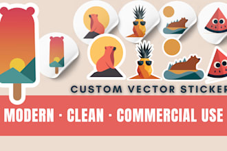create geometric vector stickers in a modern minimal style