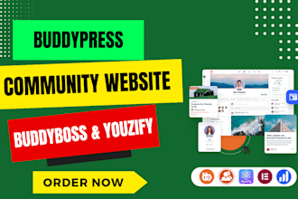 setup buddypress, buddyboss, youzify, peepso website