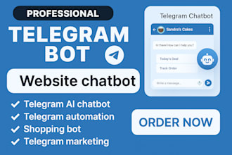 create custom telegram bot for business tasks, api integration and automation