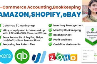setup amazon, ecommerce accounting, bookkeeping in quickbooks, xero, wave, qbo