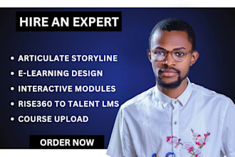 design modern interactive elearning course in articulate storyline, rise, scorm