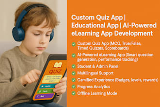 develop quiz app, quiz educational app, learning app, elearning ai quiz app