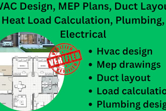 hvac design, mep plans, duct layout, heat load calculation, plumbing, electrical