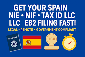 get your spain nie, nif, tax id, llc, eb2 and handle tax filing
