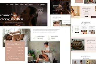 design spa massage website, beauty, cosmetics website, skincare, salon website