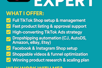 fix tik tok shop, manage tiktok shop, set up tiktok shop dropshipping marketing