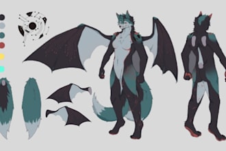draw custom furry reference sheet  furry character fursona design furry art oc