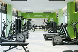 design or renovate 3d climbing gym, fitness center design with 3d rendering