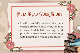 read and edit your complete novel and other genres