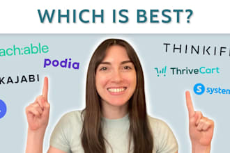 kajabi website design, kajabi funnel, thinkific podia online course landing page