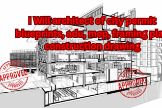 architect of city permit blueprints, adu, mep, framing plan construction drawing
