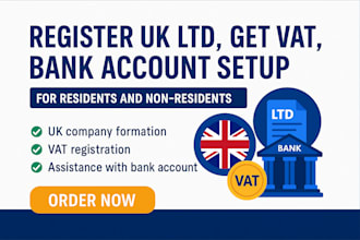 register UK ltd, get vat, and bank account setup for residents and non residents