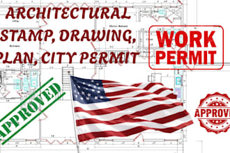 draw architectural stamp engineering city permit sealed mep plan hvac for USA