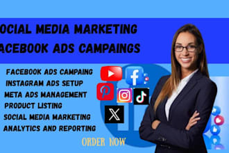 set up facebook, instagram, meta, and tiktok ad campaigns with pixel integration