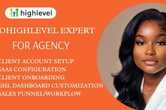 set up and manage gohighlevel saas CRM, agency account and whitelabel dashboard