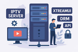 create powerful iptv server, reseller panel, xtreamui, server setup, drm, api