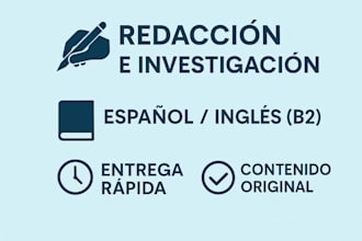 write a clear and original article or do research in spanish or english