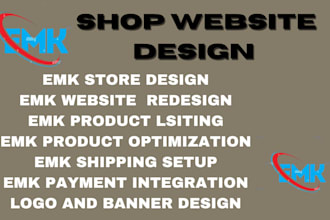 design ekm store website design and product seo listing via goddady wix shopify
