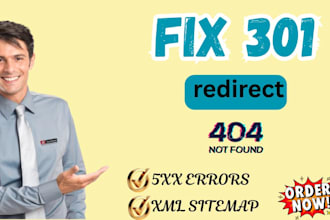 fix 301 redirects 404 errors, optimize XML sitemap and robot txt issues