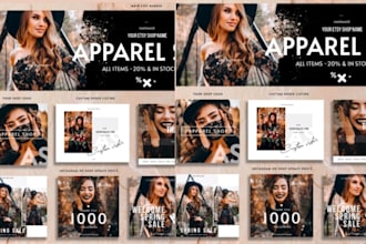 design stunning etsy branding banner kit logo, shop banner, shopify, amazon