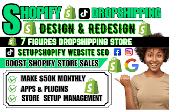 design redesign seo optimized shopify website dropshipping store product listing