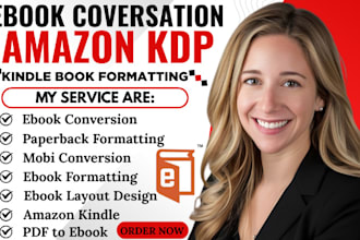 amazon KDP ebook paperback formatting epub, mobi, PDF ready ebook conversion