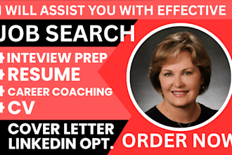 do job search, interview prep, resume, cover letter and linkedin profiles