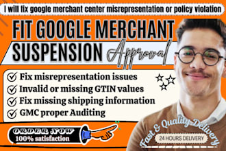 fix google merchant center suspension misrepresentation, gtin and shopping ads
