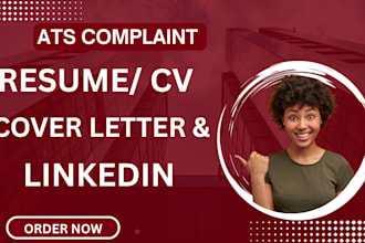 write, edit ,ats resume writing, CV cover letter linkedin profile optimization