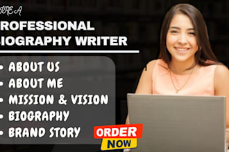 write compelling about us, about me, bio, mission and vision page, brand story