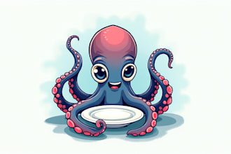 do awesome octopus, pate, animal mascot logo