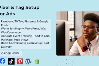 set up facebook, tiktok, pinterest pixels and connect ad accounts