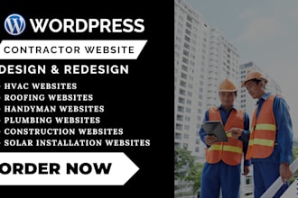 design construction handyman solar roofing, hvac, plumbing wordpress website