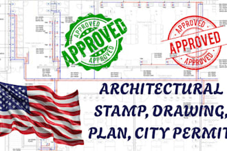 draw and review architectural stamp mep plan USA city permit electrical drawing